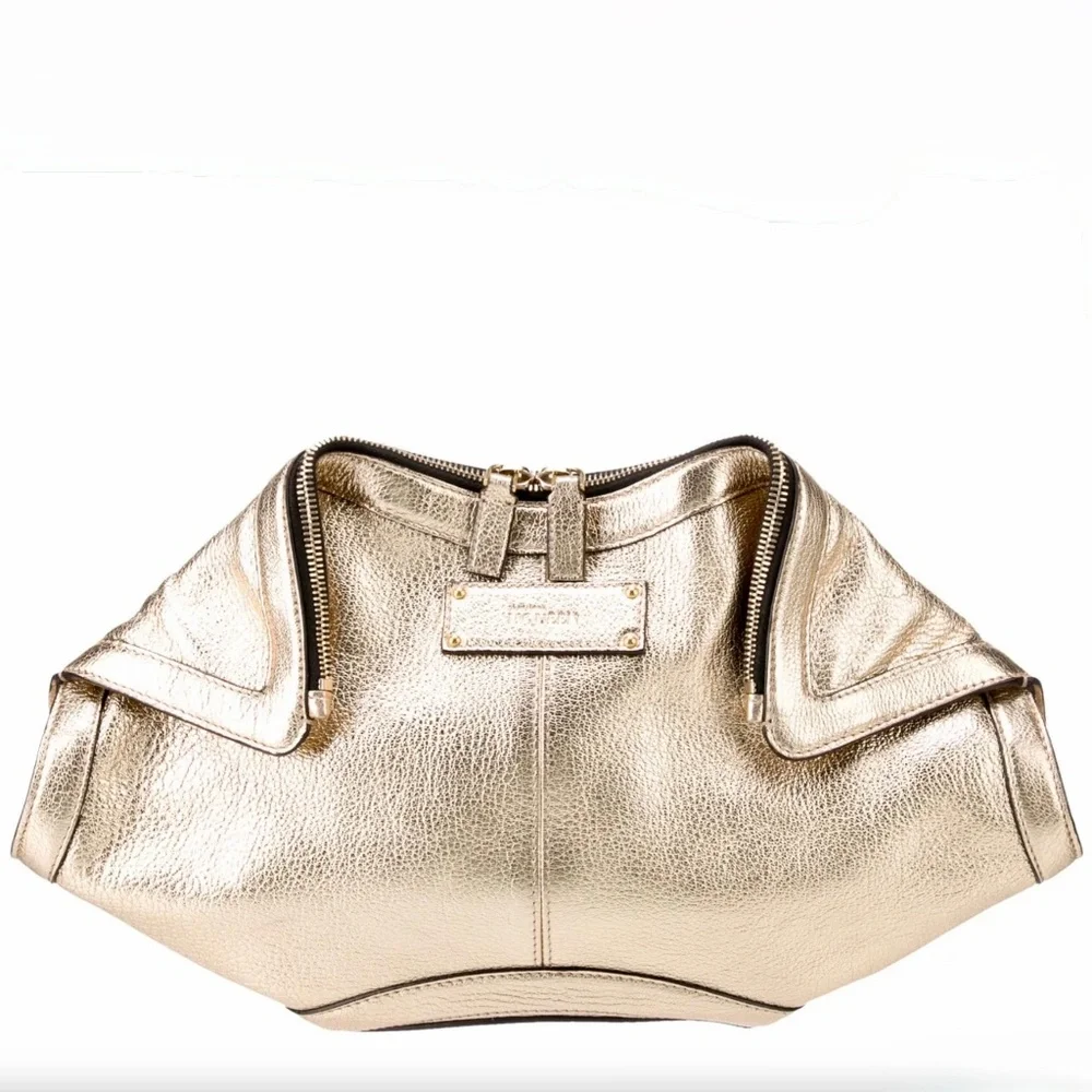 Alexander McQueen Metallic Lambskin Light Gold De Manta Clutch